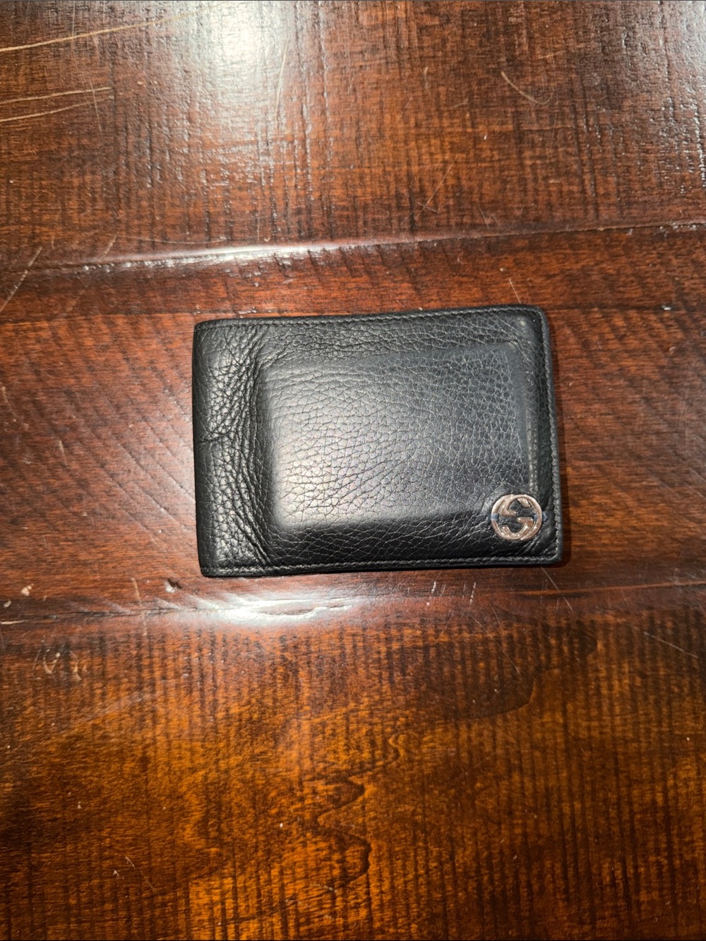 Gucci Black Leather Card & Key Holder with Silver Emblem